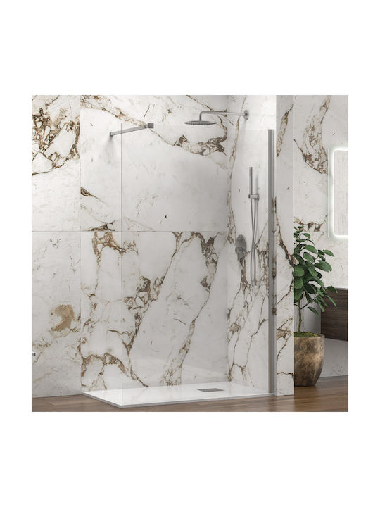 Karag Walkin 1 Σταθερό Πλαϊνό Ντουζιέρας 100x200cm Clear Glass Cromo