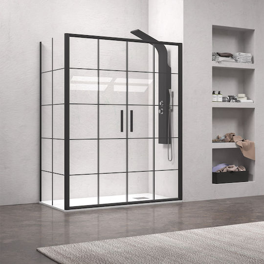 Καμπίνα Τοίχο Τοίχο Frame Κρύσταλλο Efe 600 Black Karag 160x190cm