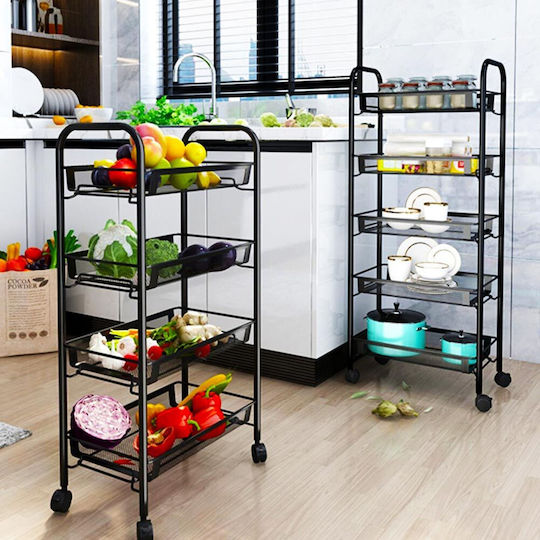 Bakaji Bakaji Kitchen Rack Plastic 4 Tiers Black 44x26x85cm