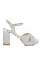 Leder Sandalen mit Strass Silber