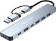 Techsuit Databridge 7 In 1 (H6) Hub 7 Θυρών USB 3.2 με σύνδεση USB-A / USB-C Γκρι