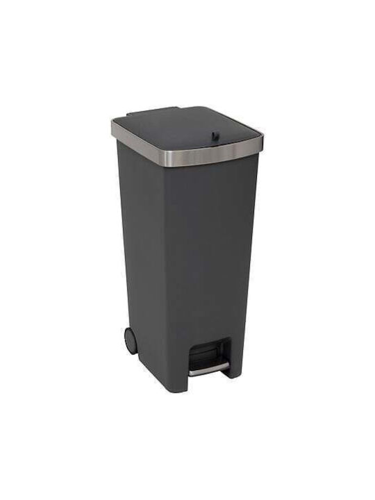 5Five Waste Bin Waste Plastic with Pedal and Wheels Gray 45lt 1pcs
