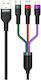 Kakusiga Braided USB to Lightning / Type-C / micro USB Cable Μαύρο 1.2m (KSC-481/BLACK)