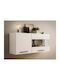 Wall Living Room Display Cabinet made of Wood and Metal with Glass White 120x35x54cm
