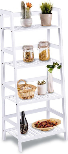 Bakaji Floor Bathroom Shelf Wooden 116x48x32cm White Bakaji Floor Bathroom Shelf Wooden 116x48x32cm White