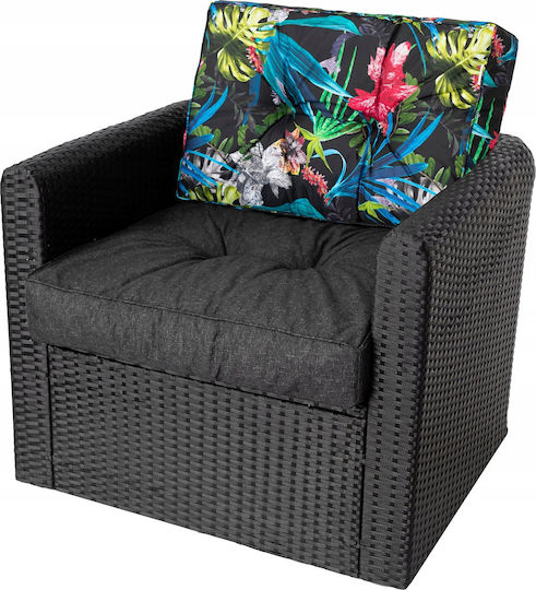 Garden Chair Cushion with Backrest Black 59x59cm