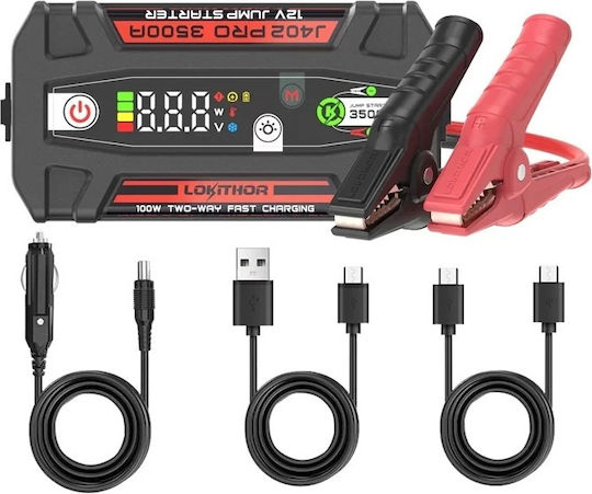 Lokithor J402 PRO Portable Car Battery Starter 6000mAh with Power Bank USB Flashlight 12V
