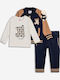 Kids Sweatpants Set With Jacket With Top Brown 3 Pieces