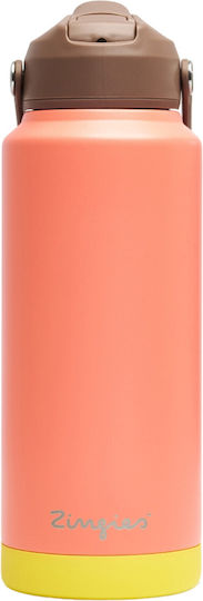Zingies Μπουκάλι Θερμός Ανοξείδωτο BPA Free 940ml Water Bottle με Καλαμάκι, Θηλιά και Επιστόμιο