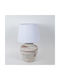 Ceramic Table Lamp with White Shade and Beige Base