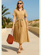 Summer Midi Shirt Dress Camel