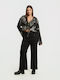 High Waist Women's Jean Trousers Flared in Bootcut Fit Black