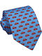 Silk Tie Light Blue Red Car 7.5cm