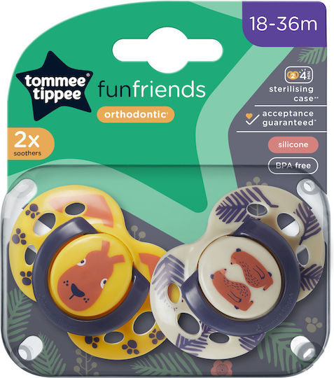 Tommee Tippee Time Ορθοδοντικές Πιπίλες Σιλικόνης Κίτρινο / Μπεζ για 18-36 μηνών 2τμχ