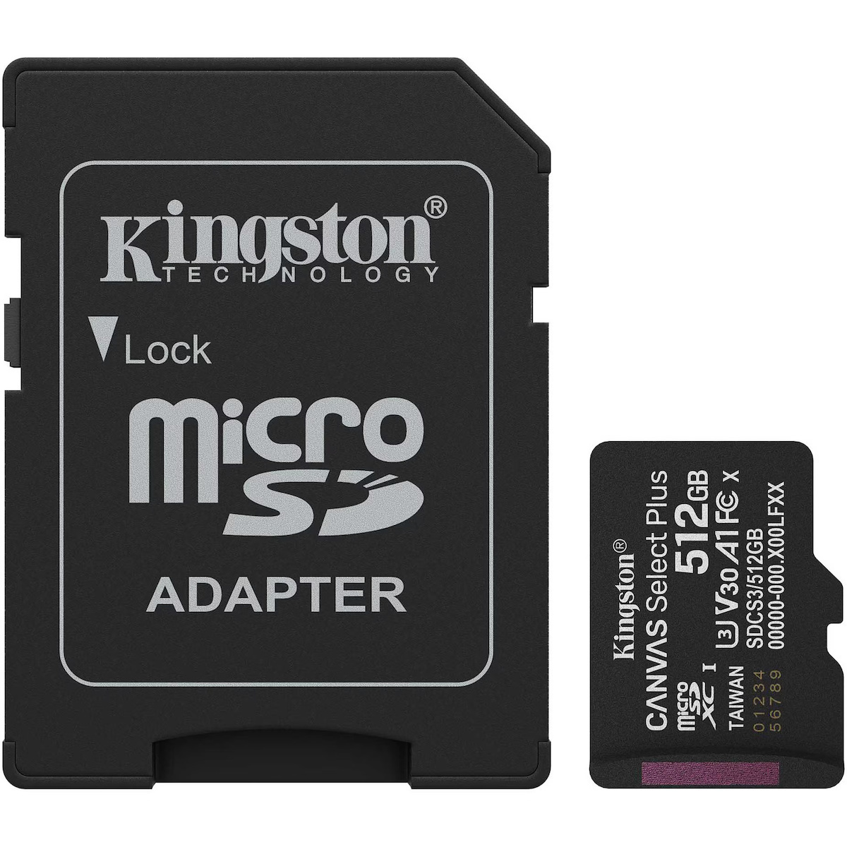 Kingston Canvas Select Plus microSDHC 512GB U3 V30 A1 UHS-I 150MB/s με αντάπτορα (SDCS3/512GB)
