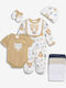 Funky Baby Bodysuit Set Long-Sleeved with Accessories Beige 8pcs