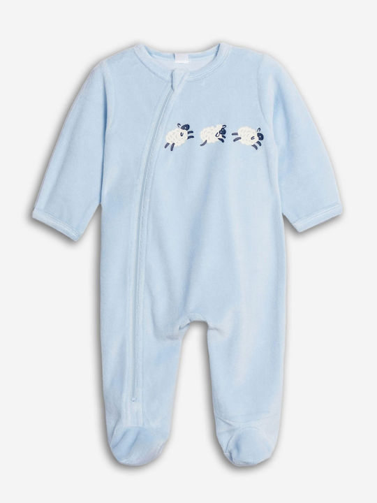 Funky Babystrampler Langärmliges Samt Hellblau