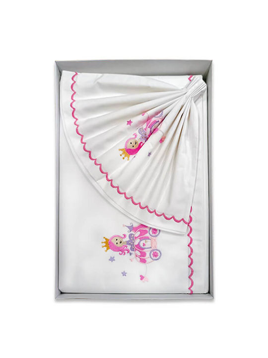 Baby Sheets Crib Cotton Princess Pink 110x160cm 3 Pieces