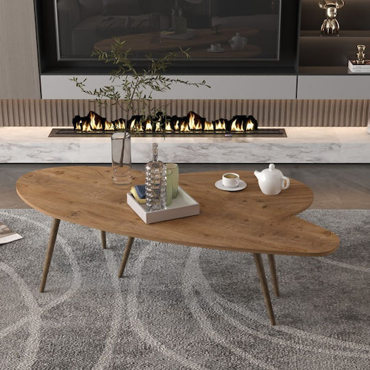 Oval Central Coffee Table Monty Wooden Natural Colour 2 Pieces W116xL46xH46cm