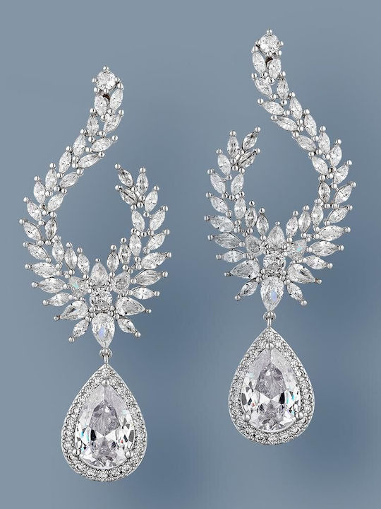 White Pearl Earrings with Stones
