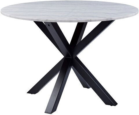Norsica 254 Rundes Esszimmer- und Küchentisch Weißes Marmor Schwarz Matt 76x76cm