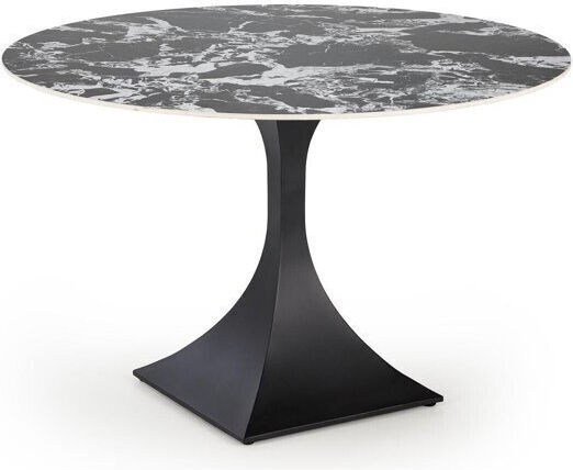 Houston 1760 Round Table Dining Room with Marble Surface Black, Black Marble 77x77cm