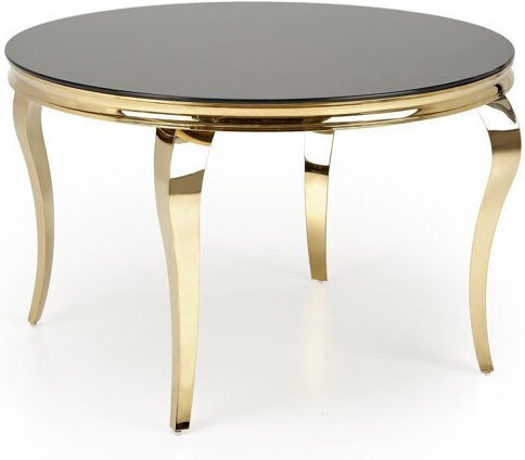 Houston 1813 Round Table Dining Room with Glass Surface Gold, Black 76x76cm