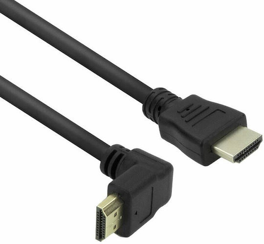 Act Ak3676 Кабел HDMI M към HDMI M 1m Черен 4K@60Hz Ъглов