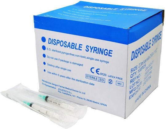 Disposable Plastic Syringes With Detachable Needle 100 Pieces 2.5ml 21G X 1 1/2