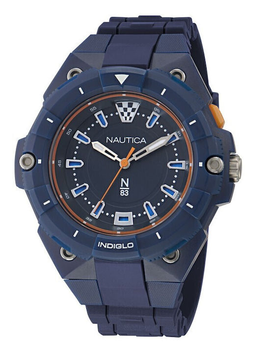 Nautica Coronado Bay Men's Watch Battery with Blue Rubber Strap