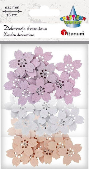 Titanum Wooden Decorative Flower for DIY Crafts Pink 36pcs 2.4x2.4cm