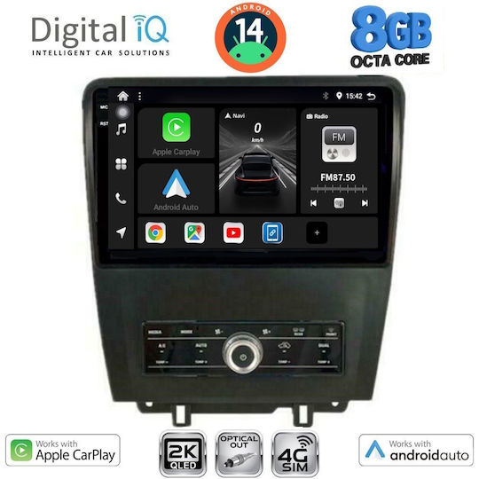 Digital IQ Car Audio System for Ford Mustang 2010-2015 (Bluetooth/USB/WiFi/GPS/Apple-Carplay/Android-Auto) with Touch Screen 9"