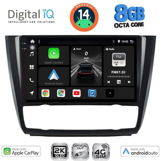 Digital IQ Car Audio System for BMW Series 1 2004-2013 with Clima (Bluetooth/USB/WiFi/GPS/Apple-Carplay/Android-Auto) with Touch Screen 9"
