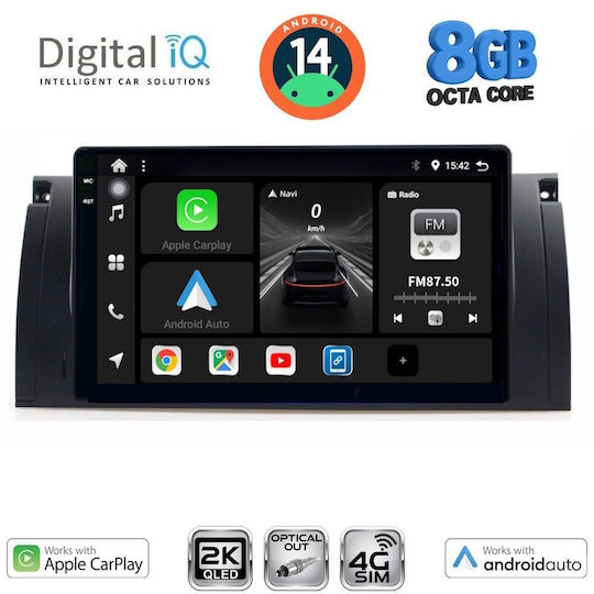 Digital IQ Car Audio System for BMW Series 5 (E39) / X5 (E53) 1997-2005 (Bluetooth/USB/WiFi/GPS/Apple-Carplay/Android-Auto) with Touch Screen 9"