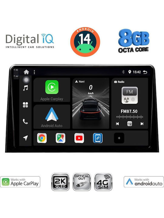 Digital IQ Автомобилна Аудио Система (Блутут/USB/WiFi/GPS/Apple-Carplay/Android-Auto) с Тъчскрийн 10"