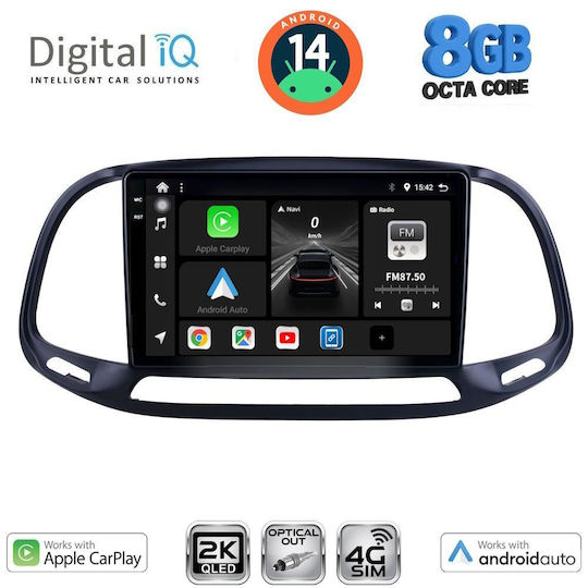 Digital IQ Ηχοσύστημα Αυτοκινήτου για Opel Combo Fiat Doblo 2015-2018 (Bluetooth/USB/WiFi/GPS/Apple-Carplay/Android-Auto) με Οθόνη Αφής 9"
