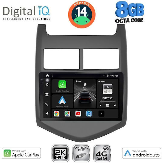 Digital IQ Car Audio System for Chevrolet Aveo 2011-2014 (Bluetooth/USB/WiFi/GPS/Apple-Carplay/Android-Auto) with Touch Screen 9"