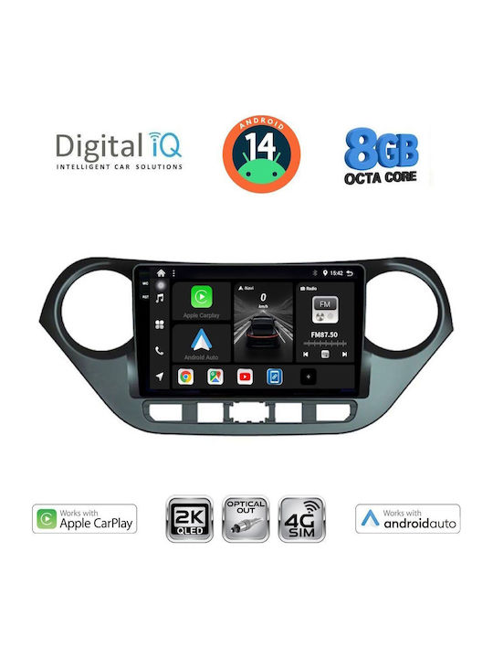 Digital IQ Auto-Audiosystem für Hyundai i10 2014-2020 (Bluetooth/USB/WiFi/GPS/Apple-Carplay/Android-Auto) mit Touchscreen 9"