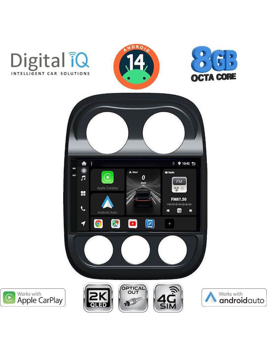 Digital IQ Car Audio System for Jeep Compass / Patriot 2007-2016 (Bluetooth/USB/WiFi/GPS/Apple-Carplay/Android-Auto) with Touch Screen 10"