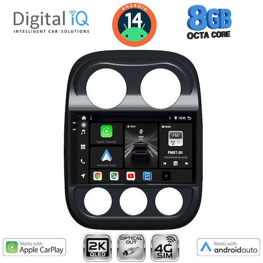 Digital IQ Ηχοσύστημα Αυτοκινήτου για Jeep Compass / Patriot 2007-2016 (Bluetooth/USB/WiFi/GPS/Apple-Carplay/Android-Auto) με Οθόνη Αφής 10"