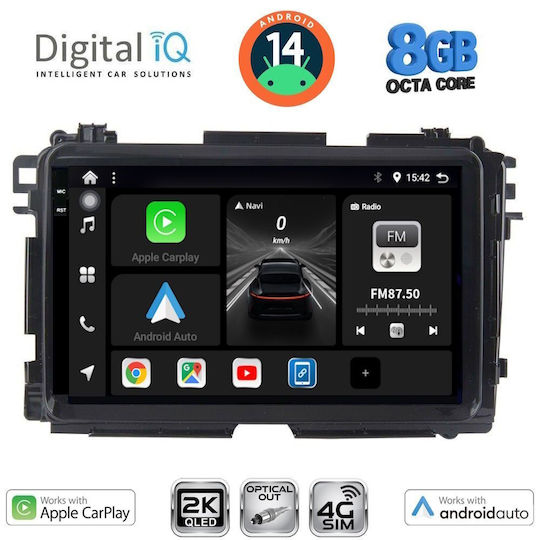 Digital IQ Ηχοσύστημα Αυτοκινήτου για Honda HR-V 2015-2021 (Bluetooth/USB/WiFi/GPS/Apple-Carplay/Android-Auto) με Οθόνη Αφής 9"