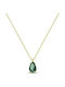 Ortaxidis Necklace with Tear Design in 14K Gold Plated with Green Zircon