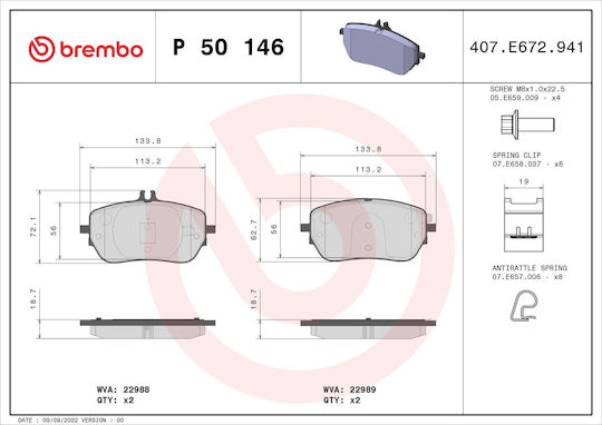 Brembo Brake Pad Set Disc Brake P 50 146