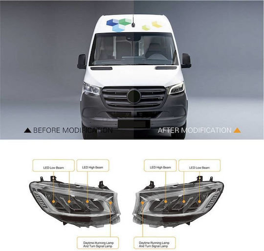 Μπροστινά Φανάρια Set Mercedes-benz Sprinter W907 2018-2023 Μαύρα Full Led Carner