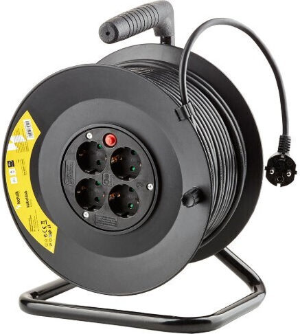 Technik Extension Reel Cord 3 x 1mm²/50m Black