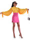 Summer Mini Dress for Wedding / Baptism Yellow-pink