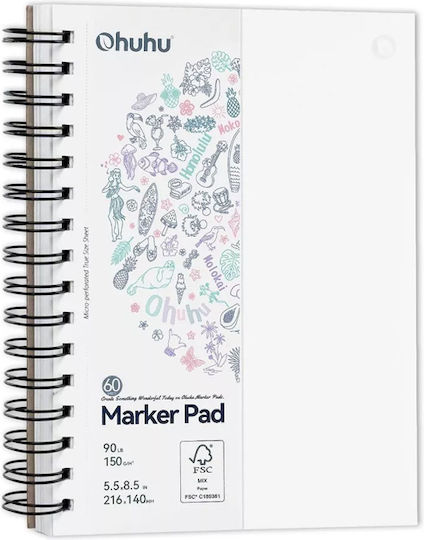 Sketchbook Ohuhu Double Sided Bleedproof Art Spiral 60 Sheets 216x140mm 83000-47