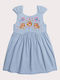 Garden Children's Dress Sleeveless Denim Floral Blue
