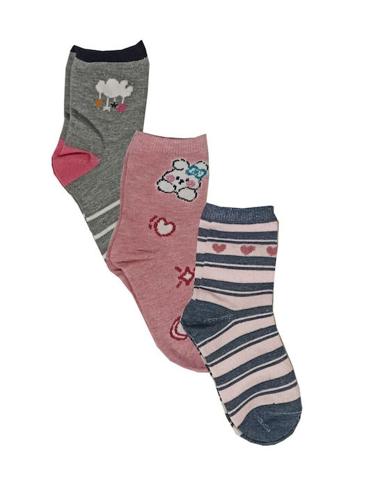 Join Kids' Socks Pink - Grey 3 Pairs