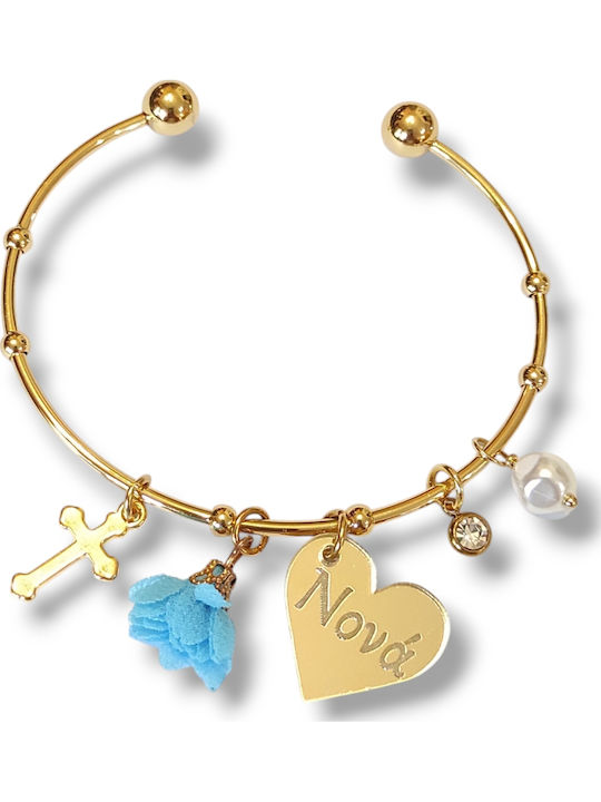 The Art of Beading Women's Steel Handcuff Bracelet Gold Plated with Pearls 7cm Martyrika93b